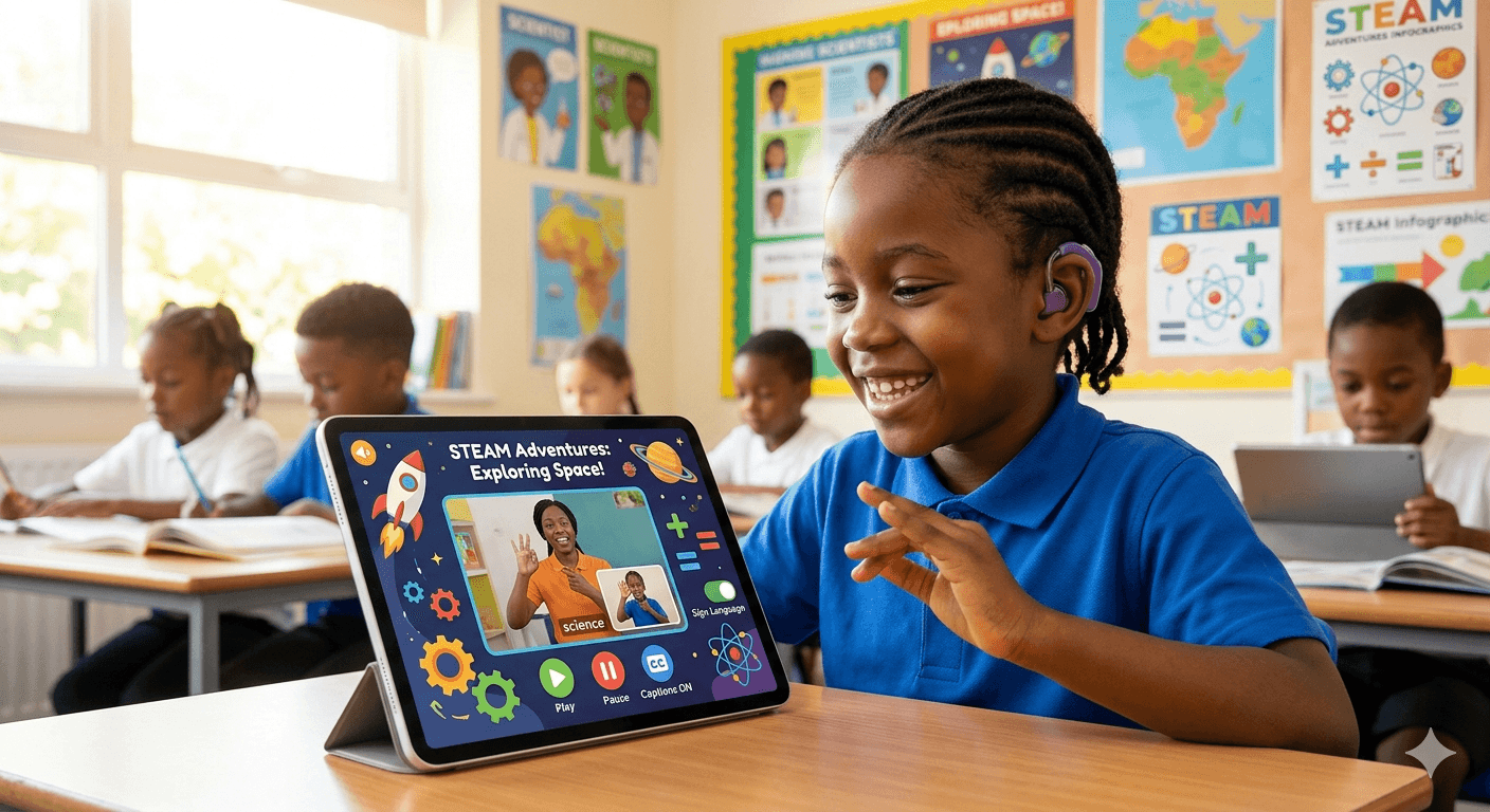 Deaf school students taking part in a practical TIDI STEM learning activity
